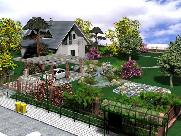 The mixed style of the design of the suburban area
