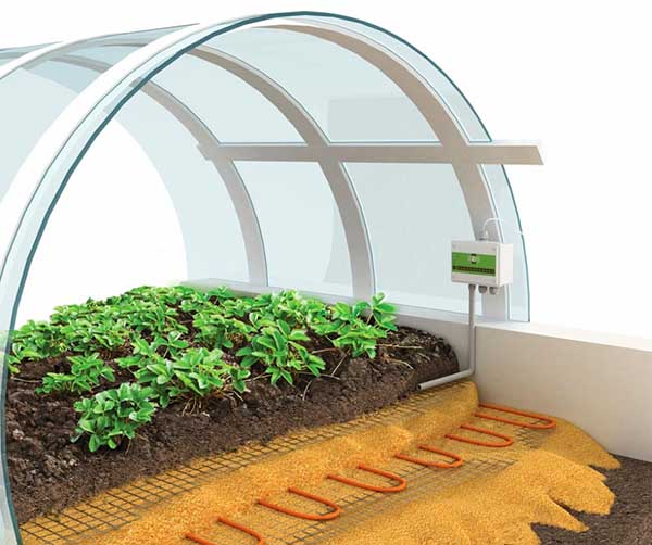 water heating of greenhouse soil