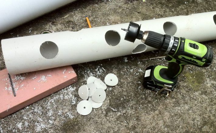 Making tubes for growing strawberries vertically