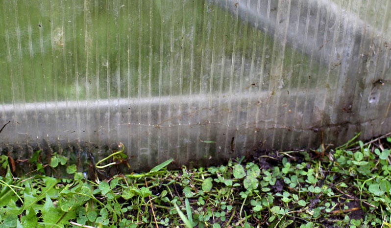 Bottom of the greenhouse without foundation