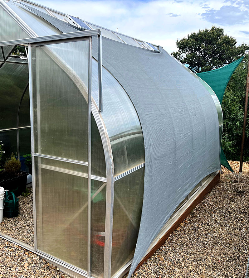 shade cloth outside the greenhouse
